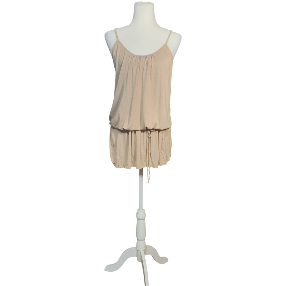 Echo Tan Rayon Dress Spaghetti Strap Drawstring Drop Waist‎ Boho Small